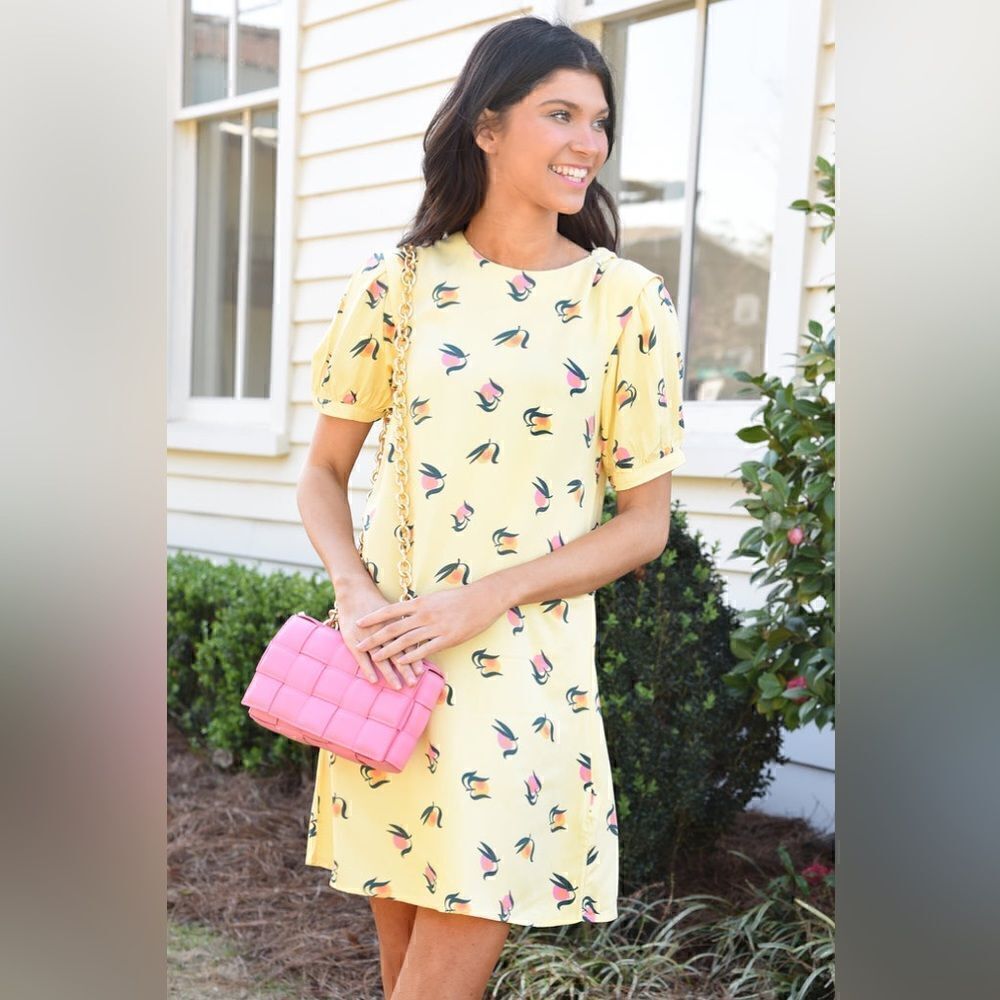 COMPANIA FANTASTICA ESTAMPADO NWT  MEDIUM JUST PEACHY PINK AND ORANGE DRESS
